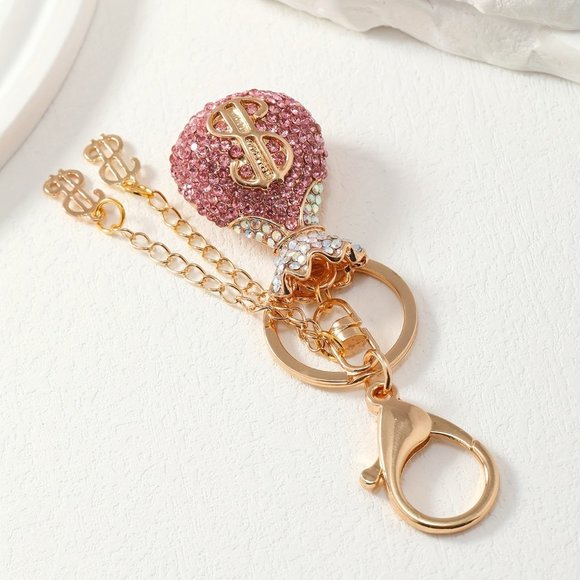 Fashion Creative Lucky Bag Money Bag Metal Artificial Diamond Keychain - Picture 4 of 6